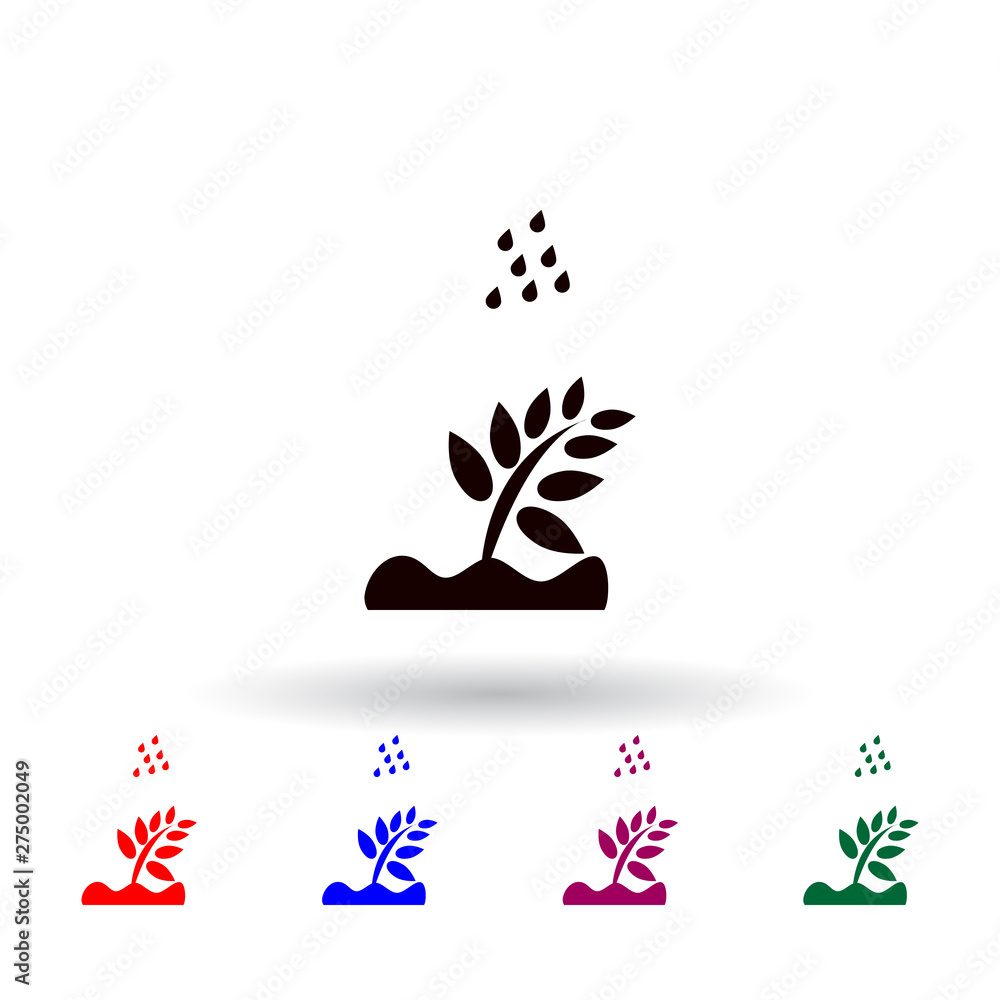Aufkleber rain on a plant multi color icon. elements of farm set. simple icon for websites, web design, mobile