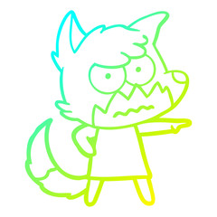 cold gradient line drawing cartoon annoyed fox