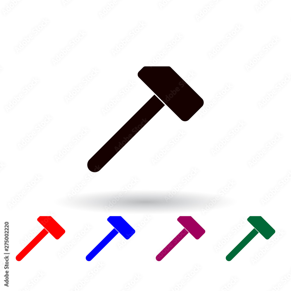 Poster a hammer multi color icon. elements of farm set. simple icon for websites, web design, mobile app, i