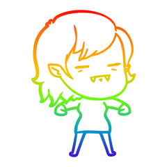 Obraz premium rainbow gradient line drawing cartoon undead vampire girl