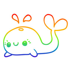 rainbow gradient line drawing cute cartoon whale