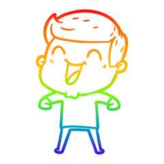 rainbow gradient line drawing cartoon man laughing
