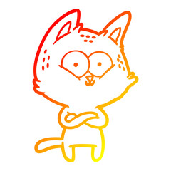 Fototapeta premium warm gradient line drawing cartoon cat
