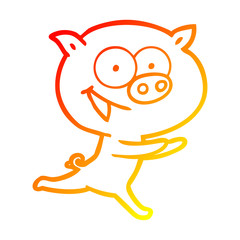 warm gradient line drawing cheerful pig cartoon