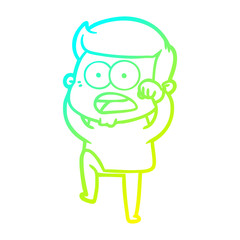 cold gradient line drawing cartoon shocked man