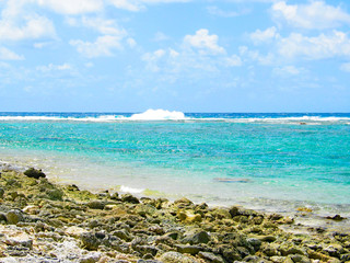 Turbulent emerald water in atoll pass, Cocos Keeling, Australia.