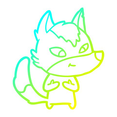 cold gradient line drawing friendly cartoon wolf