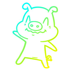 cold gradient line drawing nervous cartoon pig