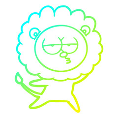 cold gradient line drawing cartoon bored lion