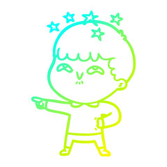 cold gradient line drawing cartoon amazed boy