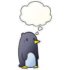 cartoon penguin and thought bubble in smooth gradient style