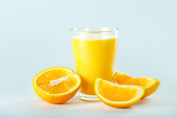 Fresh orange juice with fruits. Isolated.