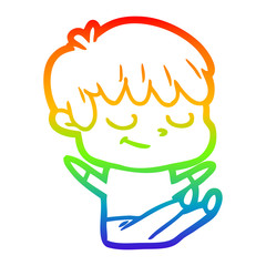 rainbow gradient line drawing cartoon happy boy