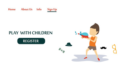 Landing Page Play With Children, Kids Zone Modern Vector Illustration Concept for Website Template and Mobile Website Development