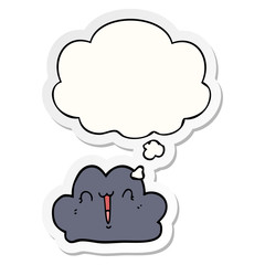 cute cartoon cloud and thought bubble as a printed sticker