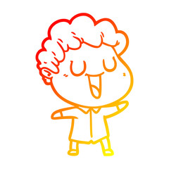 warm gradient line drawing laughing cartoon man