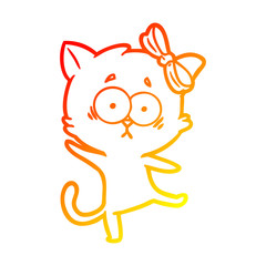 warm gradient line drawing cartoon cat