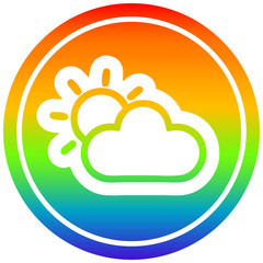 sun and cloud circular in rainbow spectrum