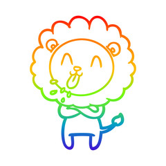 rainbow gradient line drawing happy cartoon lion