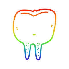 rainbow gradient line drawing cartoon tooth