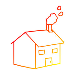 warm gradient line drawing cartoon house
