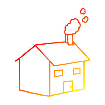 recommend clip art: warm gradient line drawing cartoon house