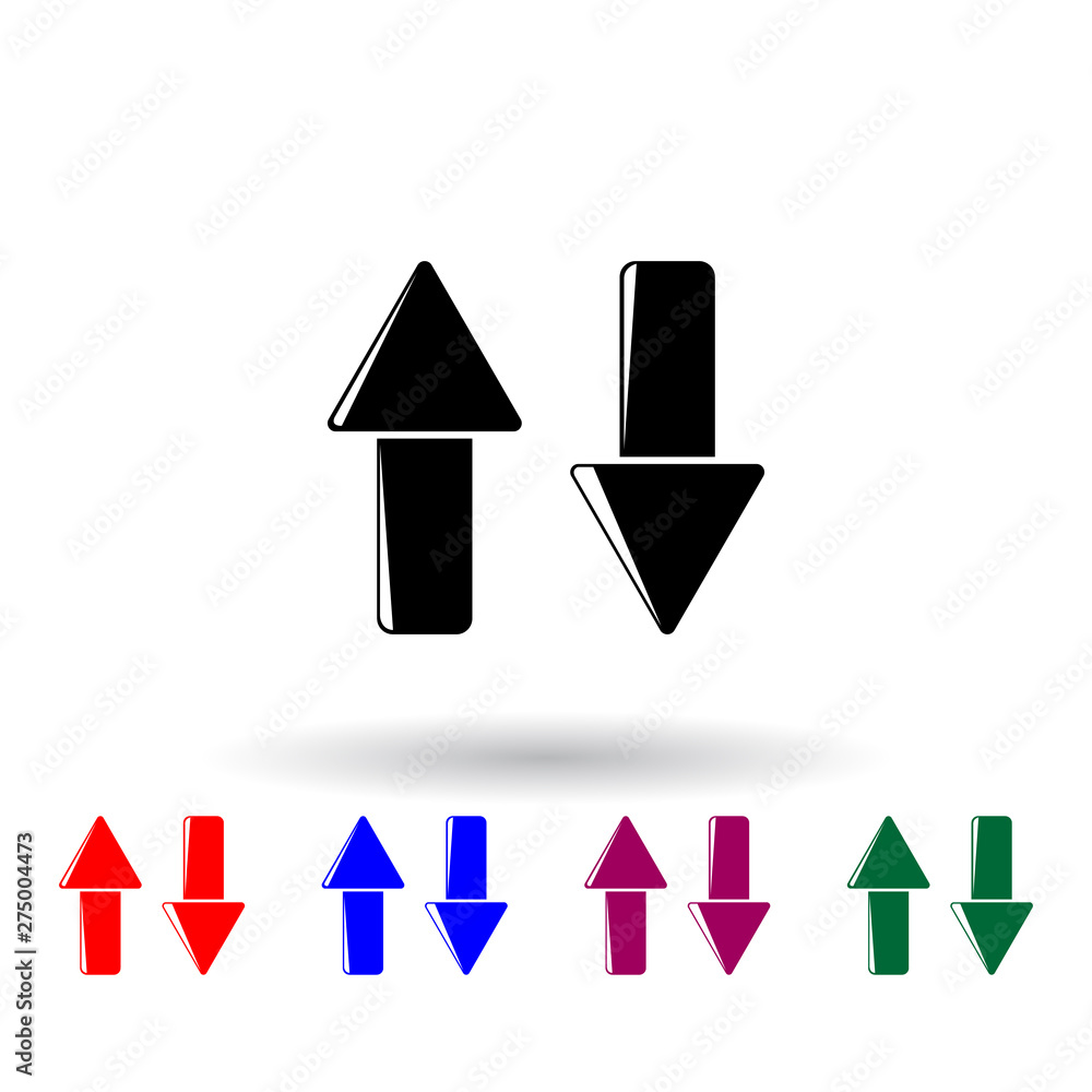 Poster arrows of growth and fall multi color icon. elements of finance set. simple icon for websites, web d