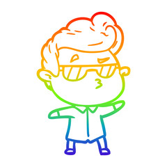 Obraz premium rainbow gradient line drawing cartoon cool guy