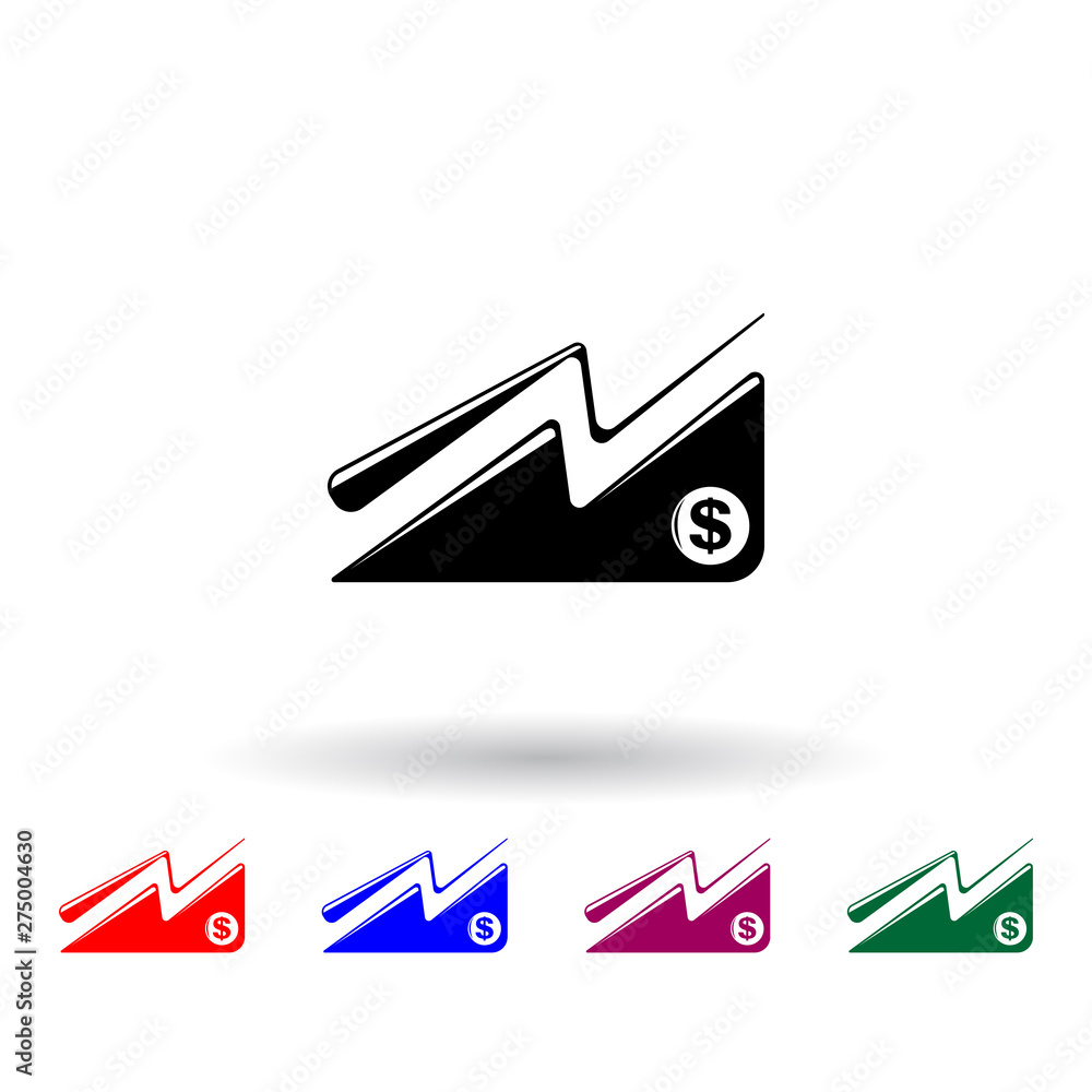 Poster currency growth chart multi color icon. elements of finance set. simple icon for websites, web desig