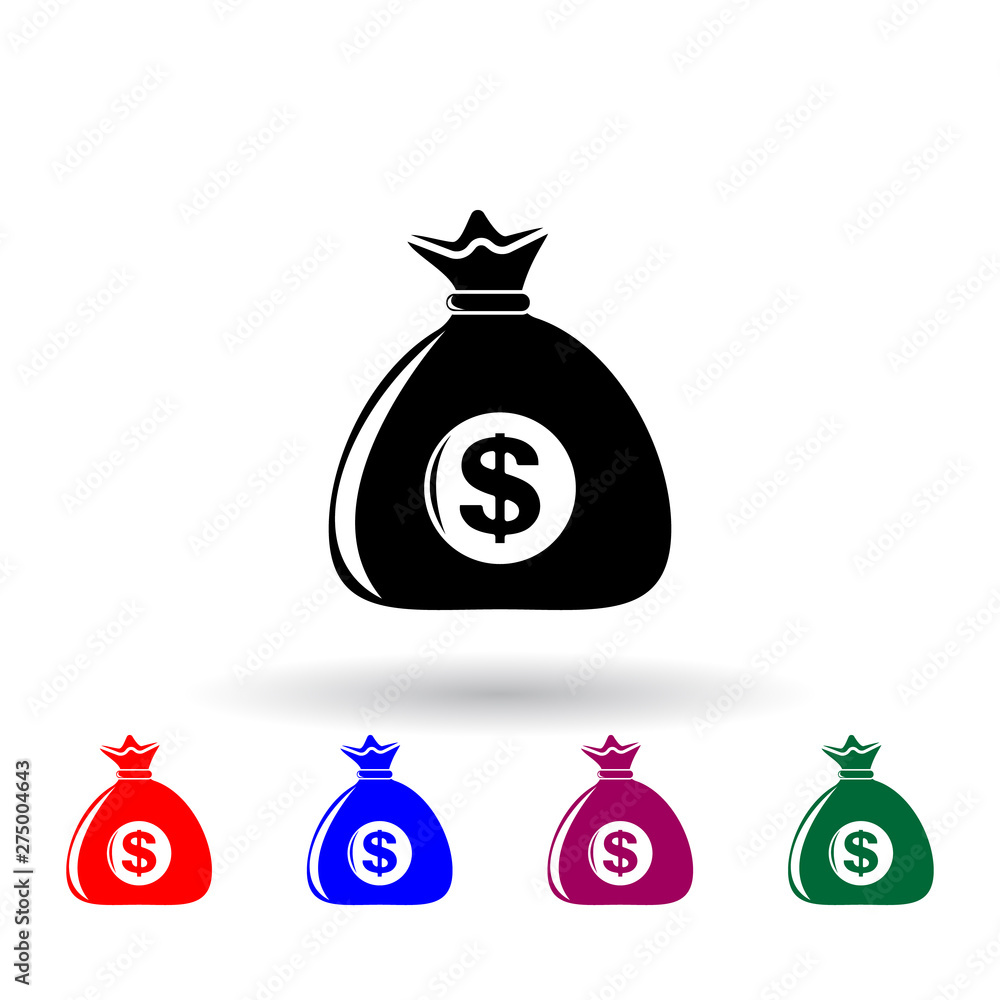 Aufkleber bag with money multi color icon. elements of finance set. simple icon for websites, web design, mobi