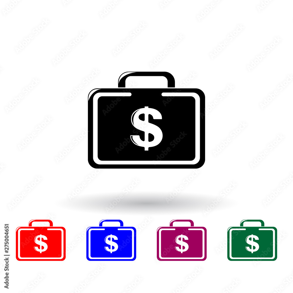 Aufkleber suitcase with money multi color icon. elements of finance set. simple icon for websites, web design,