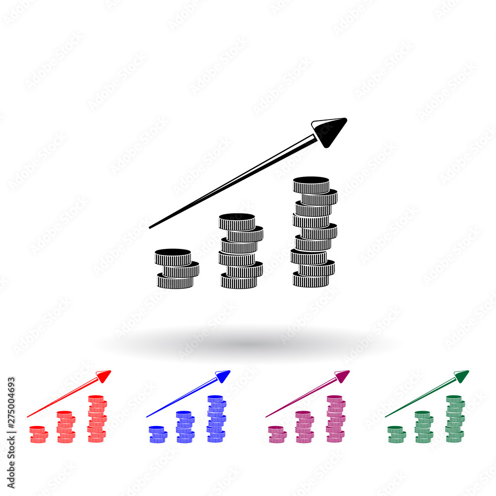 Poster arrow of growth and penny multi color icon. elements of finance set. simple icon for websites, web d