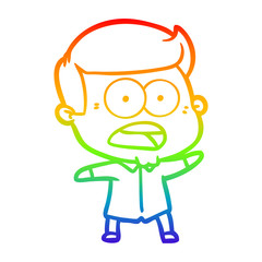 rainbow gradient line drawing cartoon shocked man