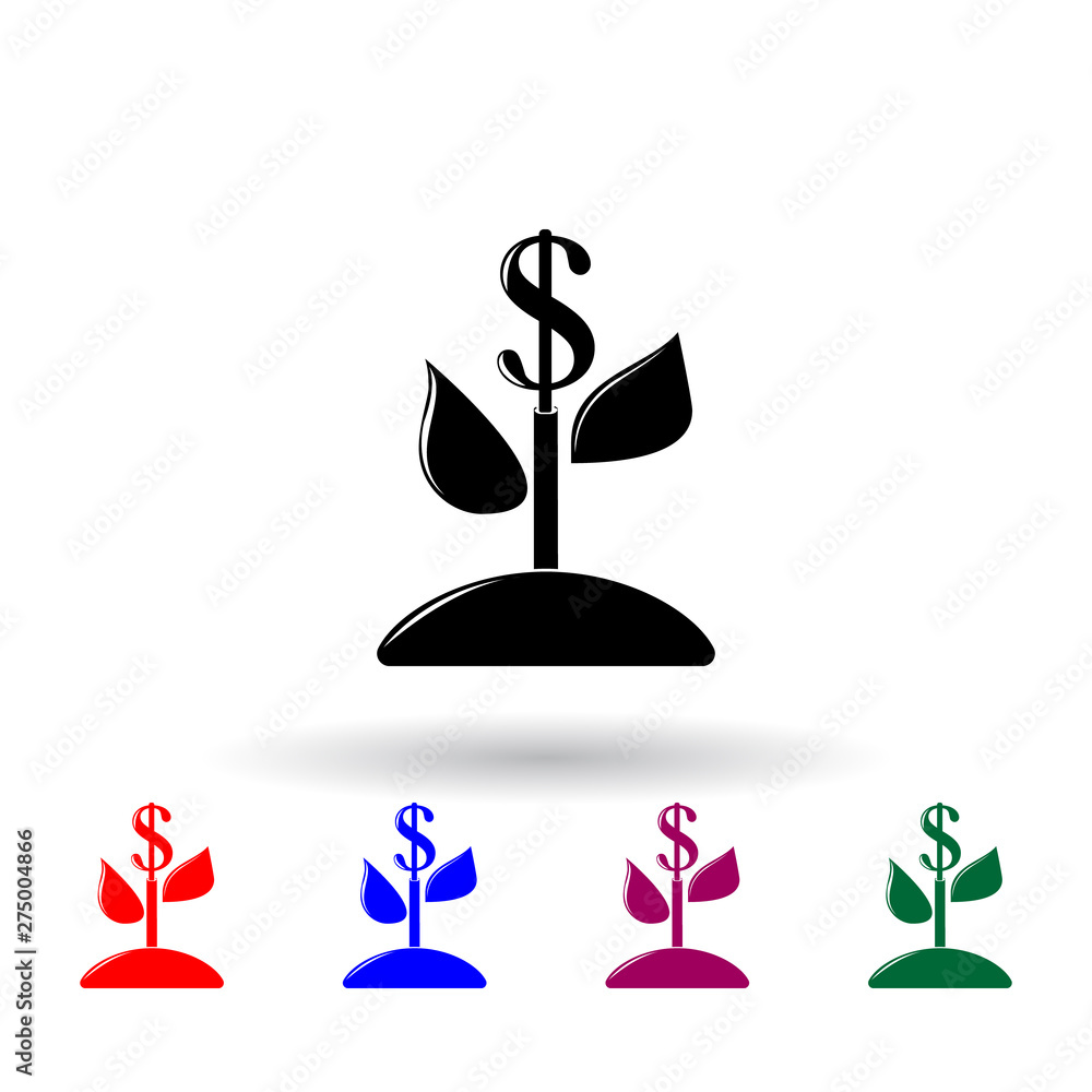 Poster plant dollar multi color icon. elements of finance set. simple icon for websites, web design, mobile