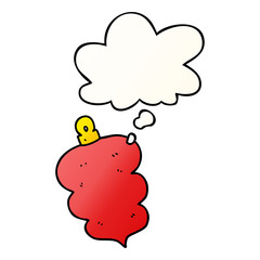cartoon christmas bauble and thought bubble in smooth gradient style
