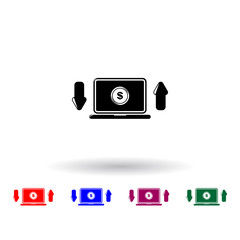 dollar sign and arrows on laptop multi color icon. Elements of finance set. Simple icon for websites, web design, mobile app, info graphics