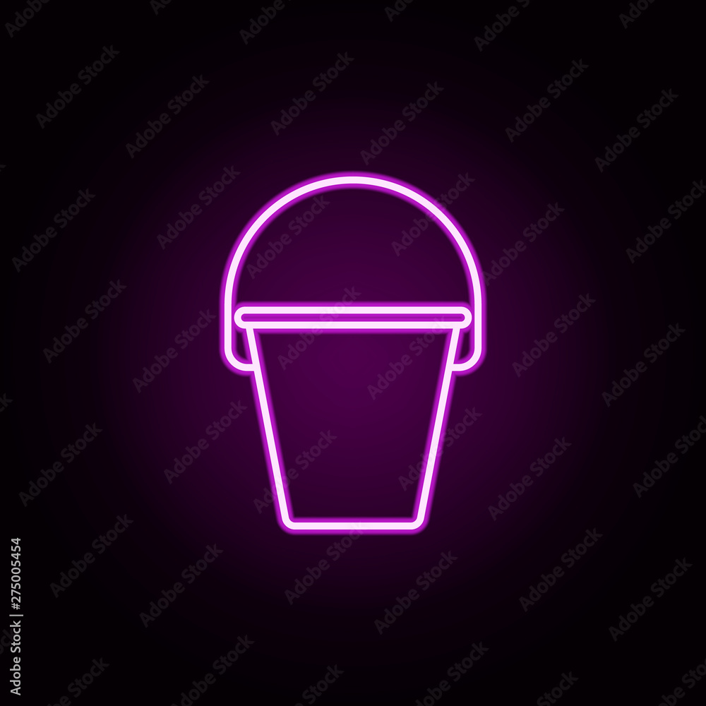 Poster bucket neon icon. elements of home things set. simple icon for websites, web design, mobile app, inf