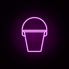 bucket neon icon. Elements of home things set. Simple icon for websites, web design, mobile app, info graphics