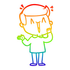 rainbow gradient line drawing cartoon excited man