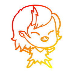 warm gradient line drawing cartoon laughing vampire girl