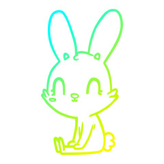 cold gradient line drawing cute cartoon rabbit sitting