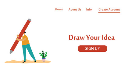 Landing Page Teamwork for idea business technology, Modern Vector Illustration Concept for Website Template and Mobile Website Development