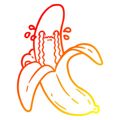 warm gradient line drawing cartoon crying banana