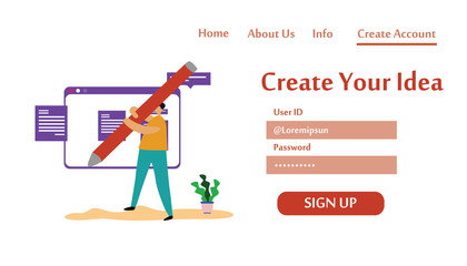 Landing Page Teamwork for idea business technology, Modern Vector Illustration Concept for Website Template and Mobile Website Development