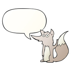 cartoon wolf and speech bubble in smooth gradient style