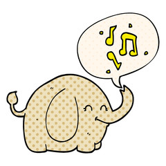 cartoon trumpeting elephant and speech bubble in comic book style