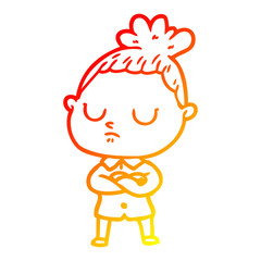 warm gradient line drawing cartoon calm woman