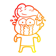 warm gradient line drawing cartoon crying man