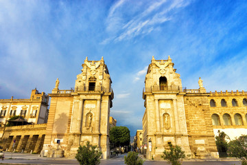 Fototapeta na wymiar Monument of The Porta Felice in Palermo, Italy.