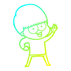 cold gradient line drawing happy cartoon boy